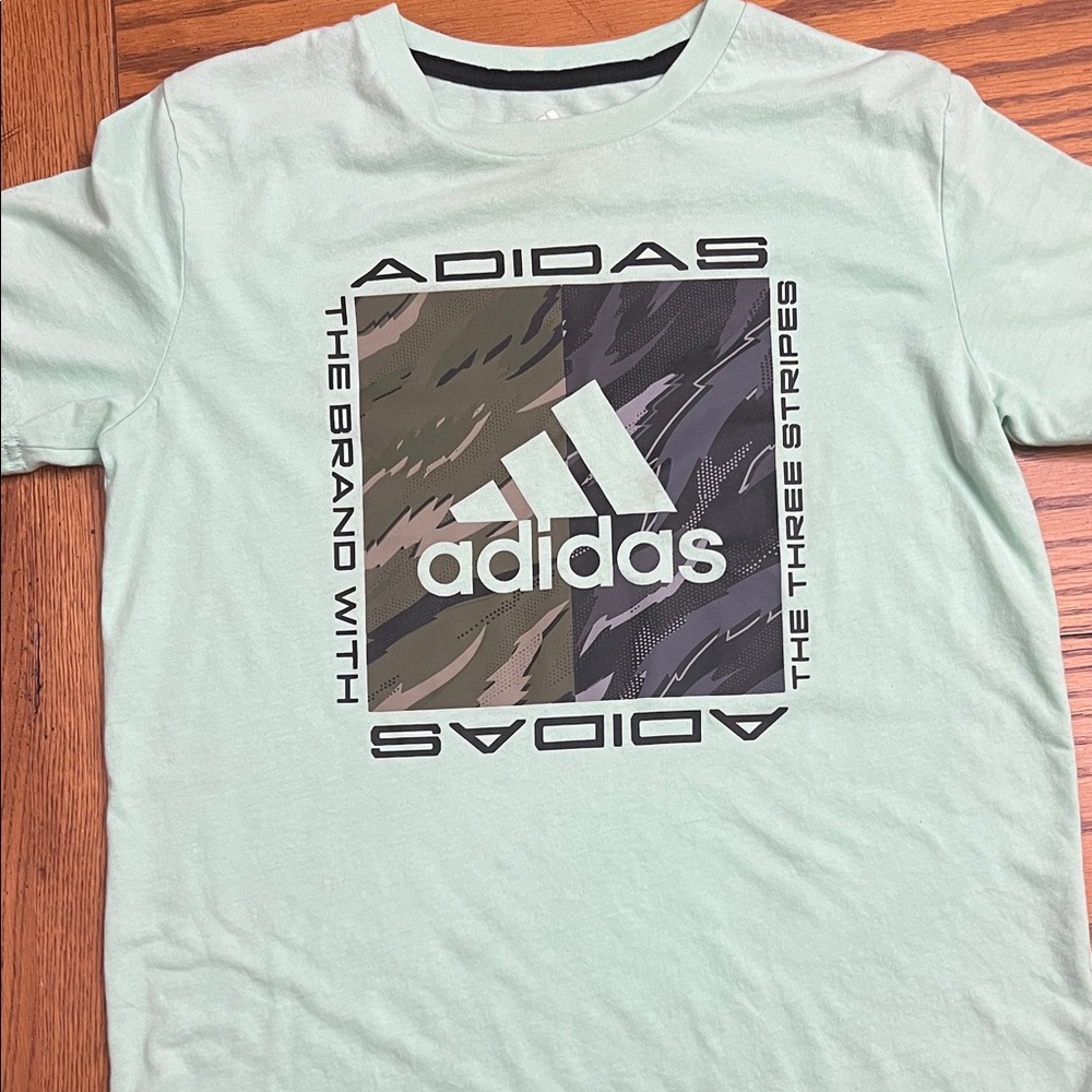 Adidas Light Green Camo Graphic Tee